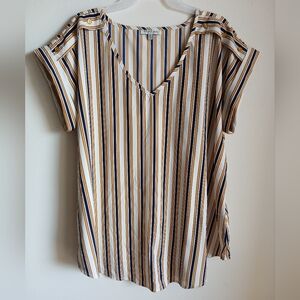 SPEED LIMIT MPH Womens Blouse Top Plus Size 2X White w/Navy&orange stripes